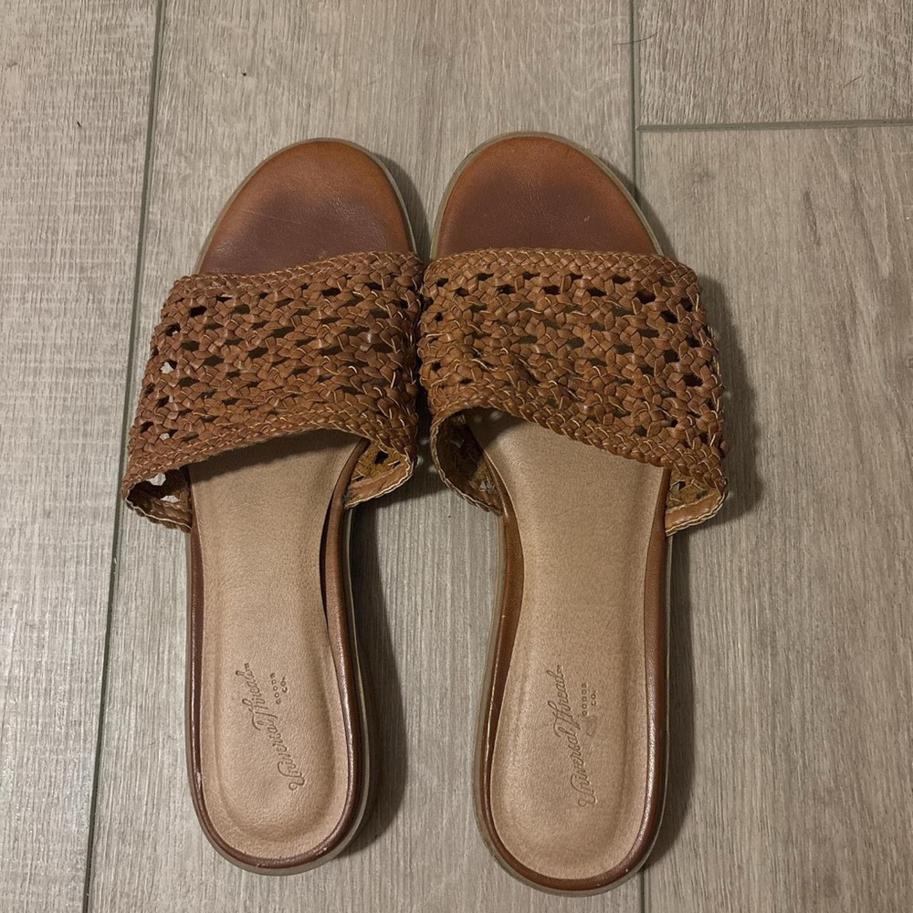 Target Tan Woven Slide Sandals